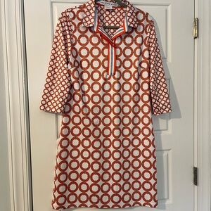 Gretchen Scott Designs Red and White Geometric Dress